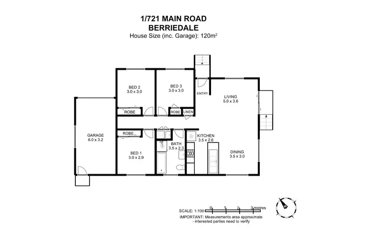 Floorplan of Homely unit listing, 1/721 Main Road, Berriedale TAS 7011