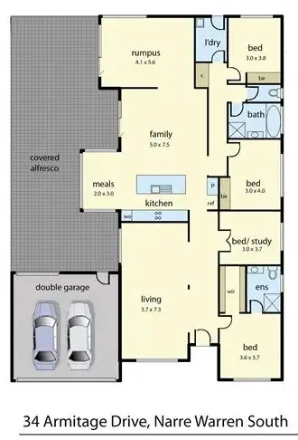 Floorplan of Homely house listing, 34 Armitage Drive, Narre Warren South VIC 3805