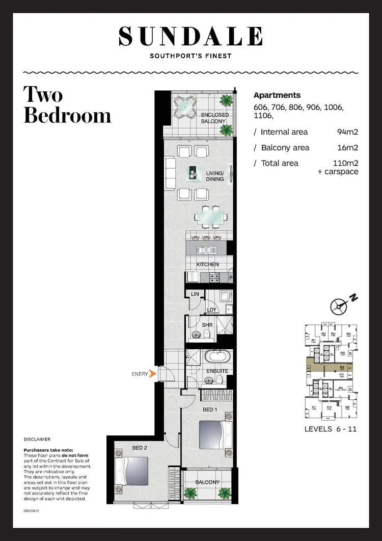 Floorplan of Homely apartment listing, 706/2 Como Crescent, Southport QLD 4215