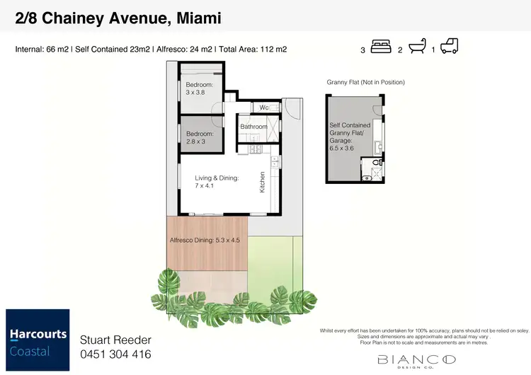 Floorplan of Homely semi-detached listing, 2/8 Chainey Avenue, Miami QLD 4220