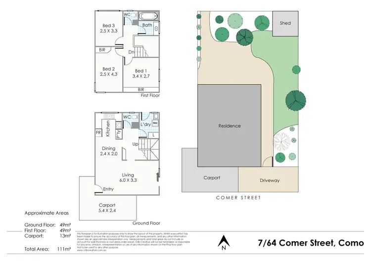 Floorplan of Homely townhouse listing, 7/64 Comer Street, Como WA 6152