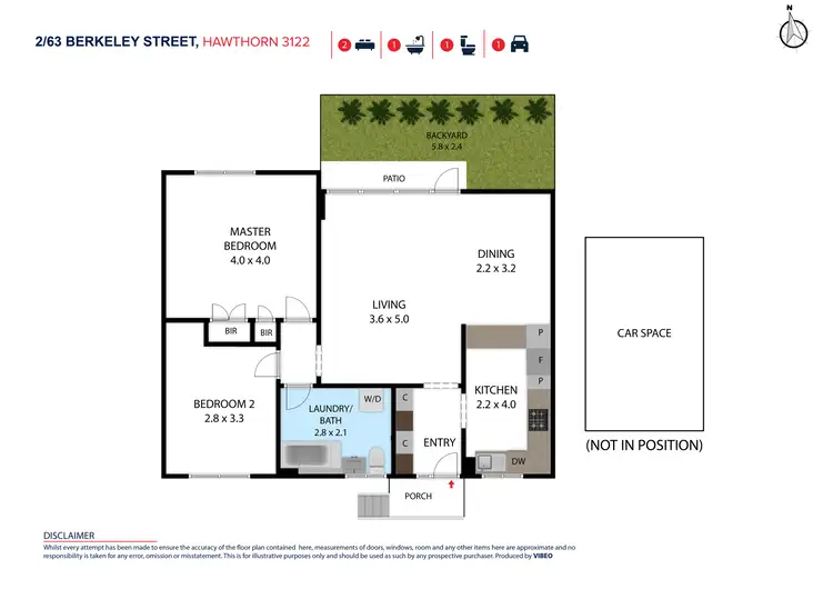 Floorplan of Homely unit listing, 2/63 Berkeley Street, Hawthorn VIC 3122