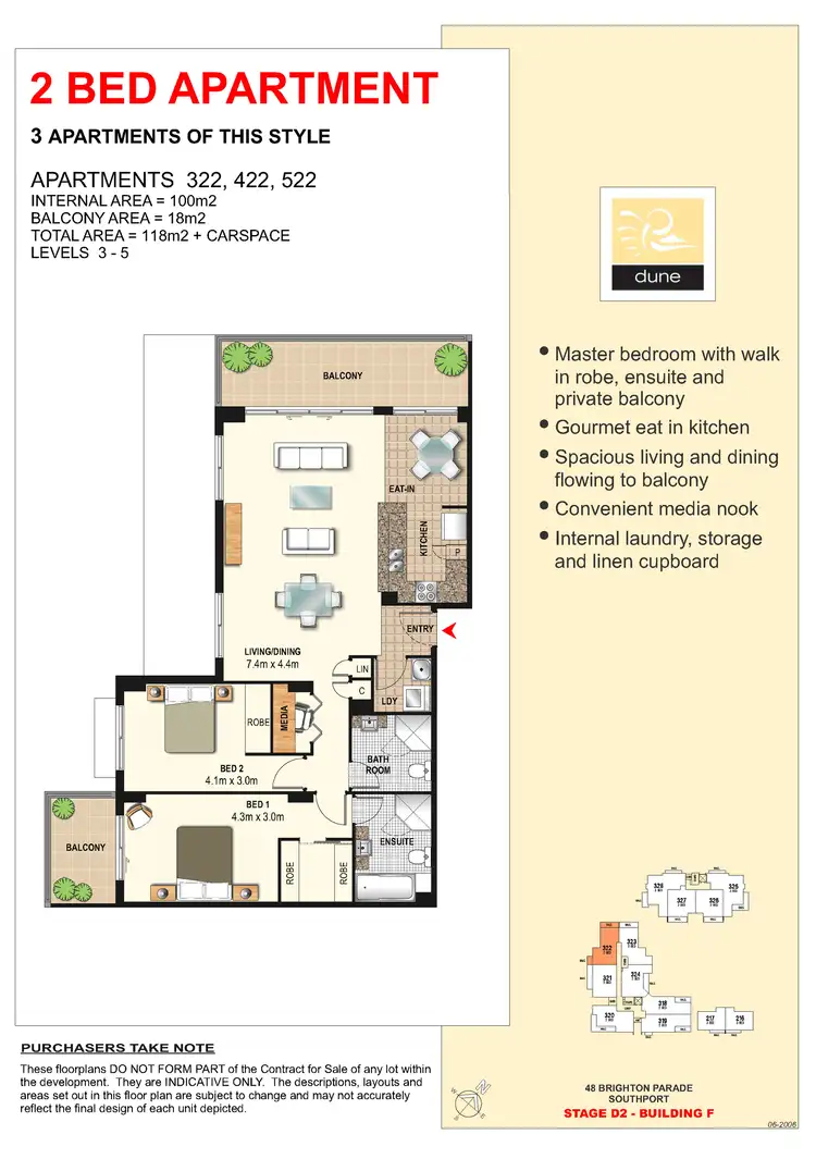 Floorplan of Homely apartment listing, 322/1 Aqua Street, Southport QLD 4215