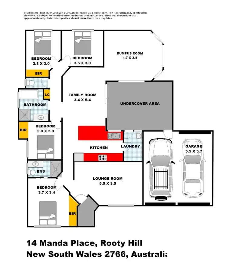 Floorplan of Homely house listing, 14 Manda Place, Rooty Hill NSW 2766