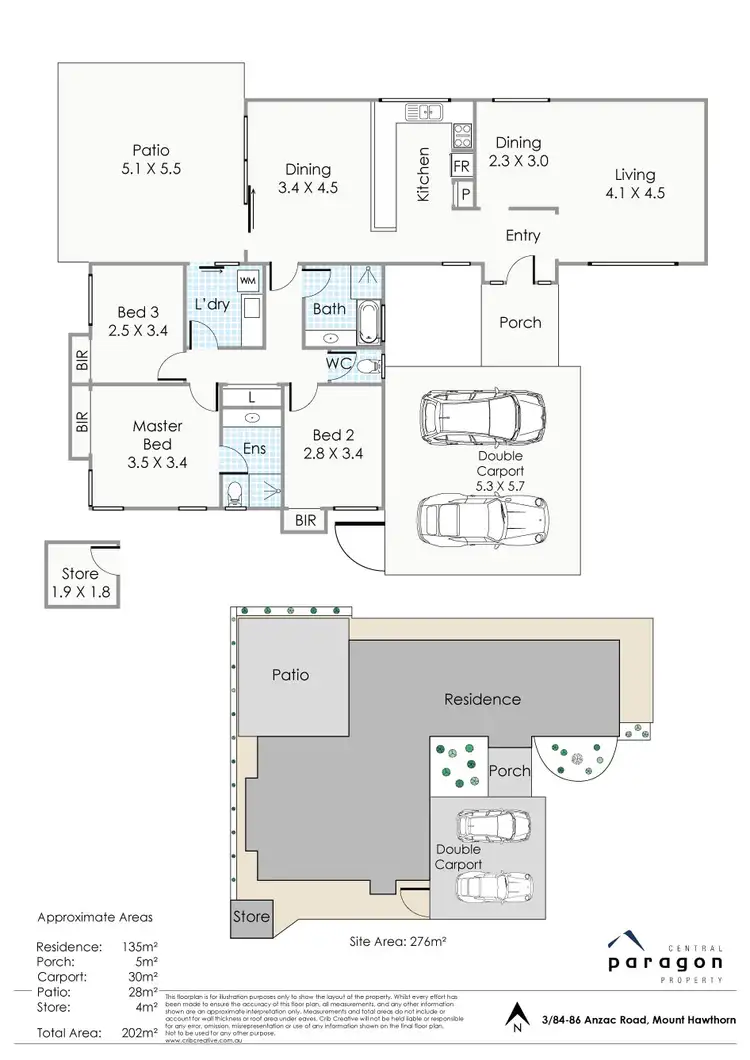 Floorplan of Homely villa listing, 3/84 Anzac Road, Mount Hawthorn WA 6016