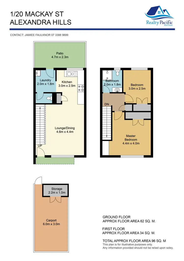 Floorplan of Homely townhouse listing, 1/20 Mackay Court, Alexandra Hills QLD 4161