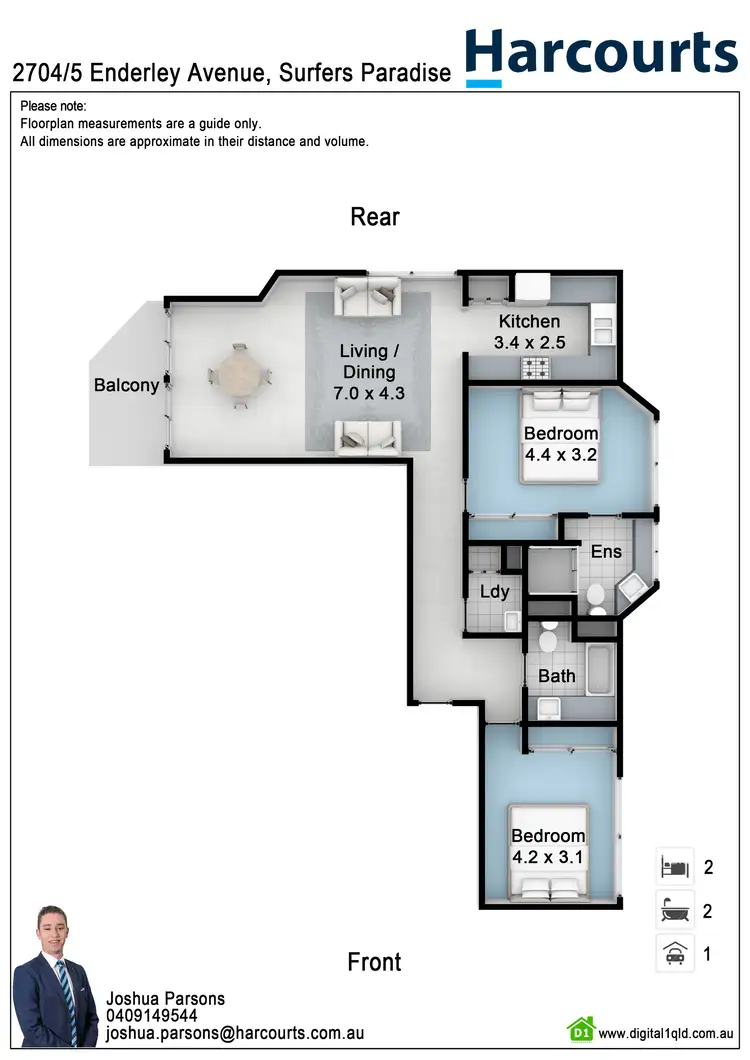 Floorplan of Homely unit listing, 2704/5 Enderley Avenue, Surfers Paradise QLD 4217