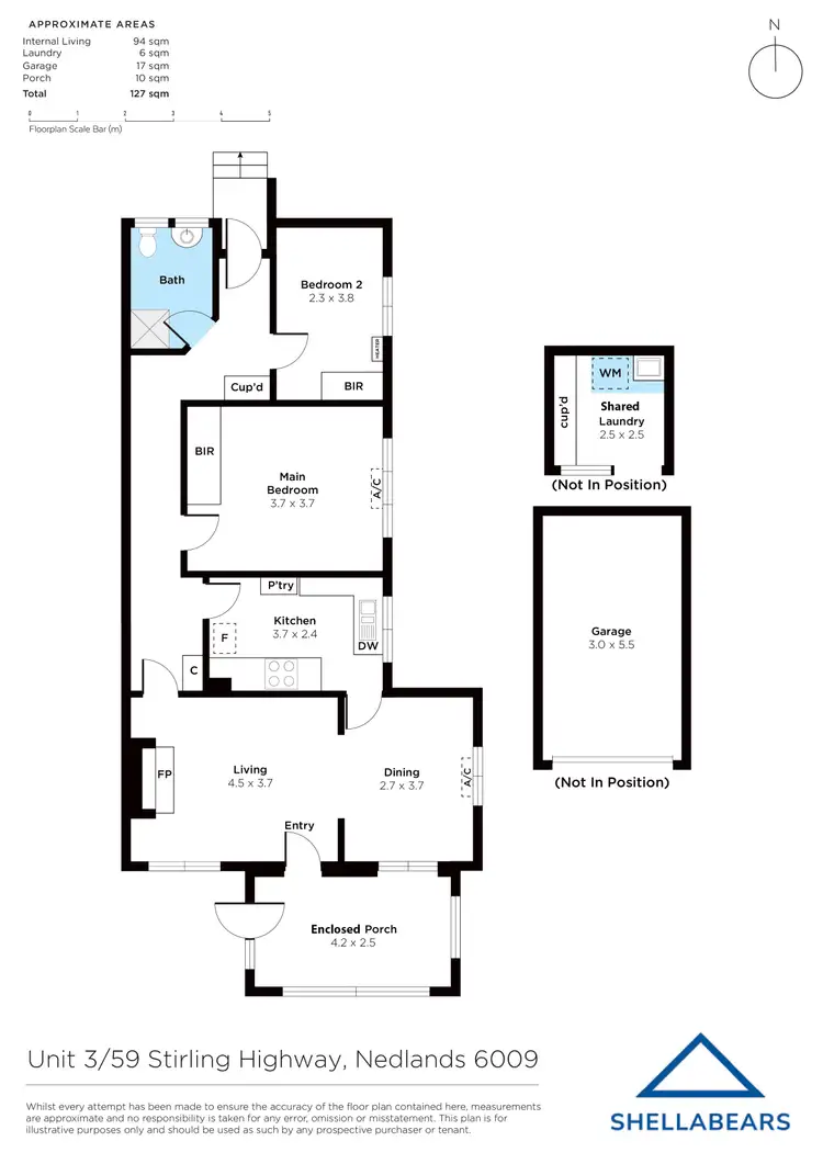 Floorplan of Homely unit listing, 3/59 Stirling Highway, Nedlands WA 6009