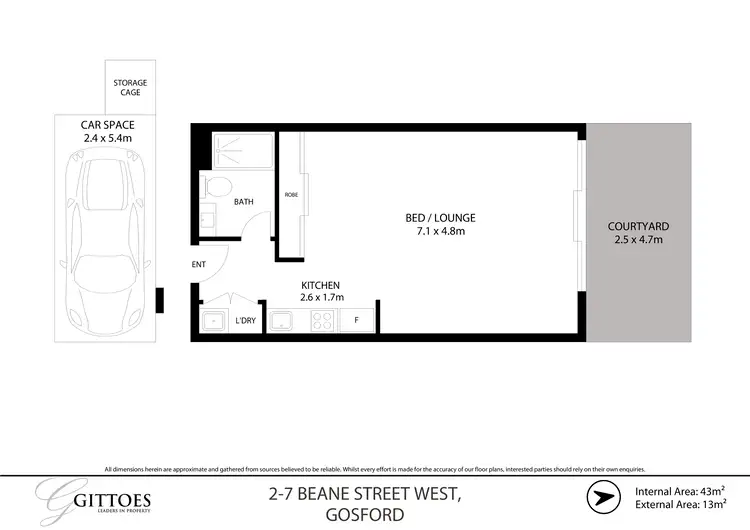 Floorplan of Homely studio listing, 2/7-9 Beane Street West, Gosford NSW 2250