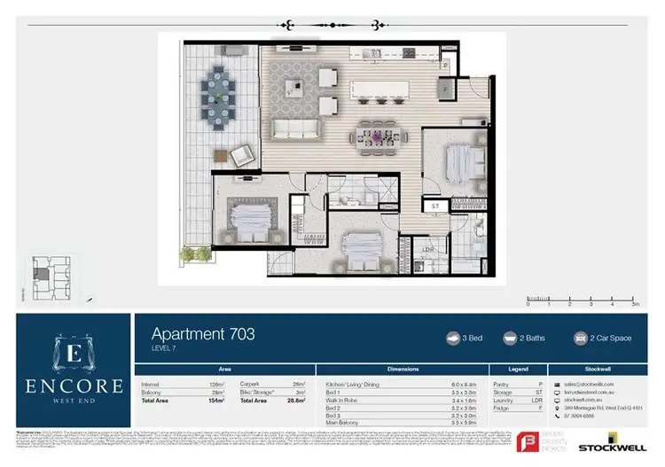 Floorplan of Homely apartment listing, 703/50 Ferry Road, West End QLD 4101