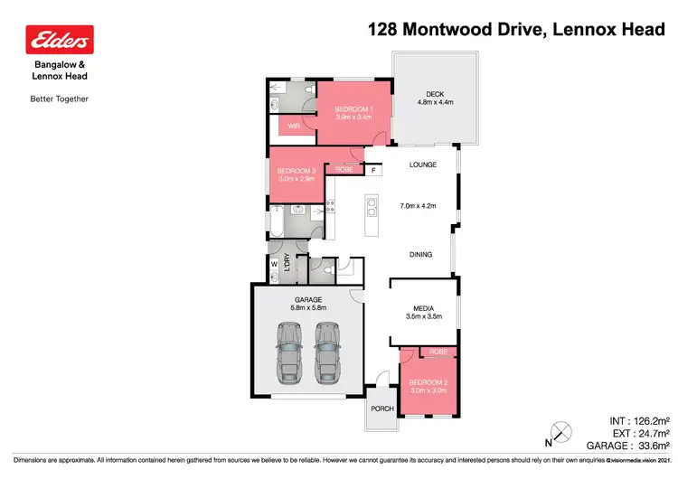Floorplan of Homely semi-detached listing, 128 Montwood Drive, Lennox Head NSW 2478
