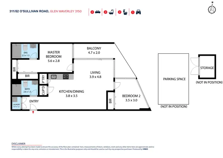 Floorplan of Homely apartment listing, 311/52 O'Sullivan Road, Glen Waverley VIC 3150