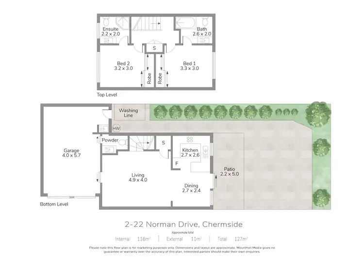 Floorplan of Homely townhouse listing, 2/22 Norman Drive, Chermside QLD 4032