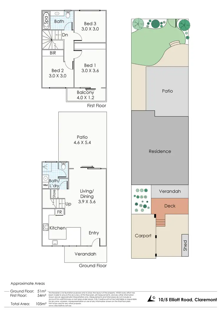 Floorplan of Homely townhouse listing, 10/5 Elliott Road, Claremont WA 6010