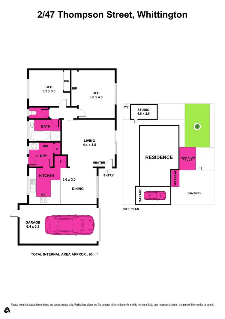 Floorplan of Homely townhouse listing, 2/47 Thompson Street, Whittington VIC 3219