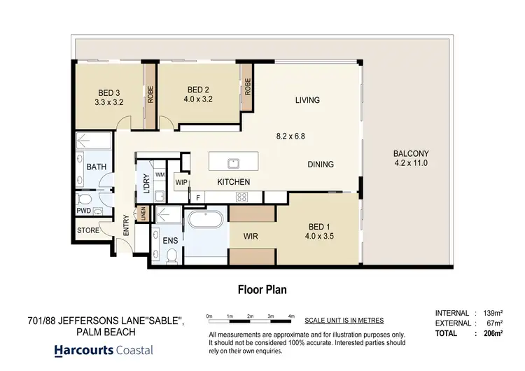 Floorplan of Homely unit listing, 701/88 Jefferson Lane, Palm Beach QLD 4221