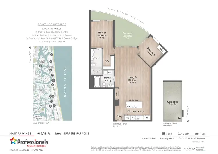 Floorplan of Homely unit listing, 902/18 Fern Street, Surfers Paradise QLD 4217