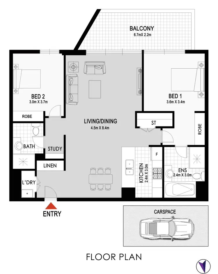 Floorplan of Homely apartment listing, 302/8 Jean Wailes Avenue, Rhodes NSW 2138