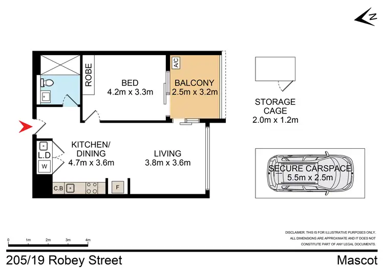 Floorplan of Homely unit listing, 205/19 Robey Street, Mascot NSW 2020