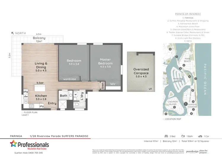 Floorplan of Homely unit listing, Unit 1/28 Riverview Parade, Surfers Paradise QLD 4217