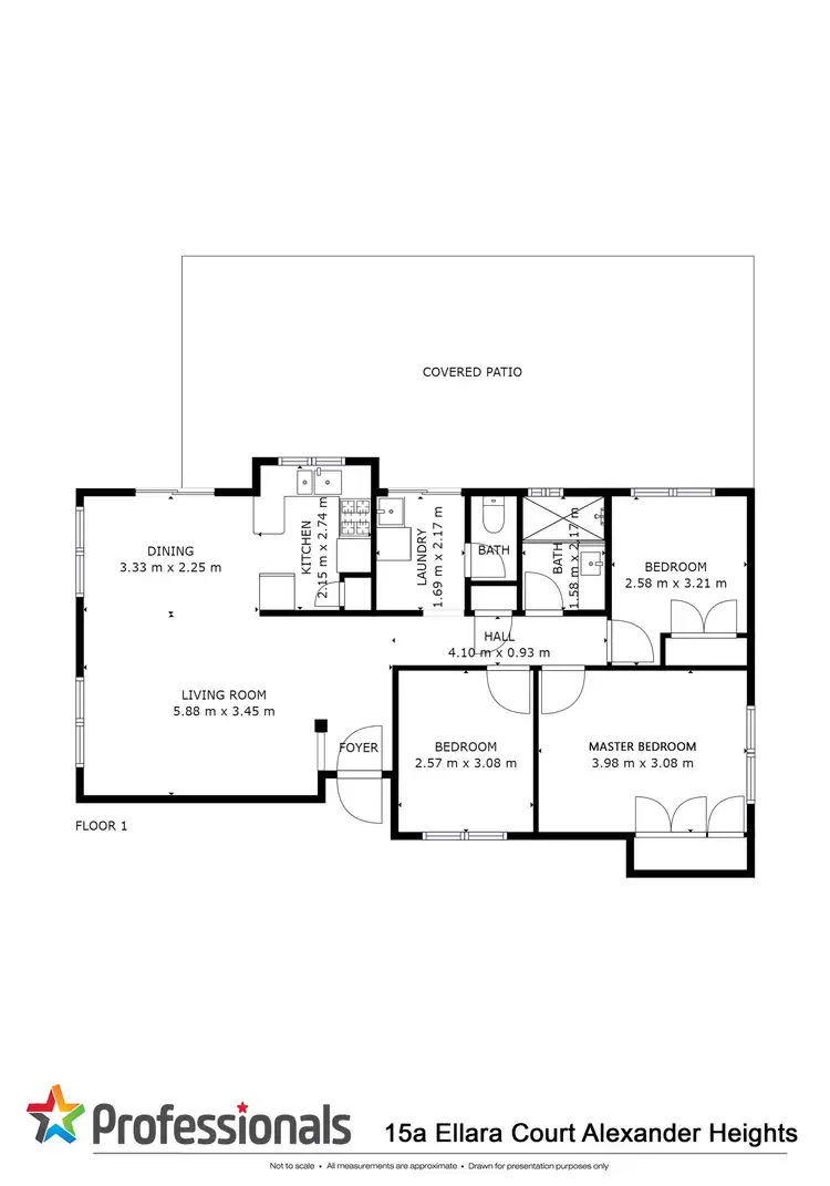 Floorplan of Homely semi-detached listing, 15A Ellara Court, Alexander Heights WA 6064