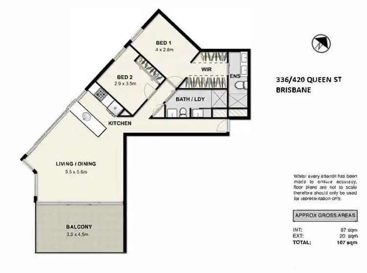 Floorplan of Homely apartment listing, 336/420 Queen Street, Brisbane City QLD 4000