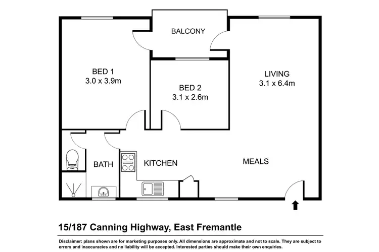 Floorplan of Homely unit listing, 15/187 Canning Highway, East Fremantle WA 6158