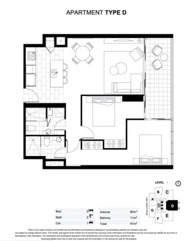Floorplan of Homely apartment listing, 604/2663 Gold Coast Highway, Broadbeach QLD 4218