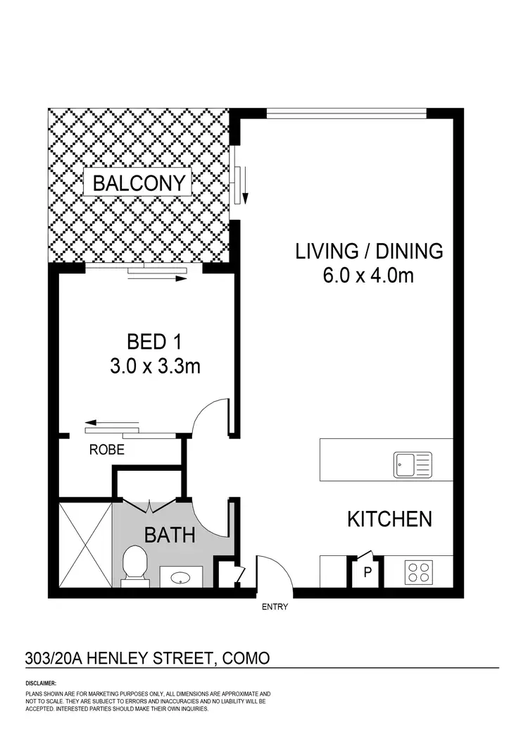 Floorplan of Homely apartment listing, 303/20A Henley Street, Como WA 6152