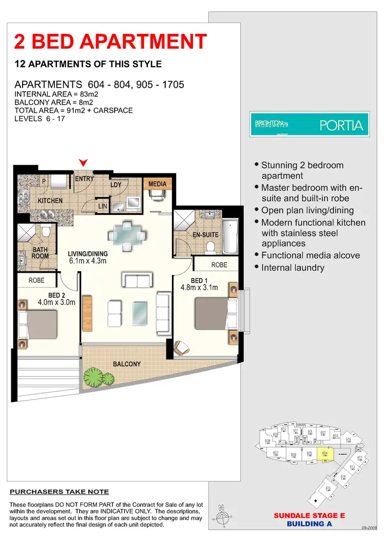 Floorplan of Homely apartment listing, 1705/2 Aqua Street, Southport QLD 4215