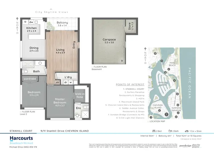 Floorplan of Homely unit listing, 9/11 Stanhill Drive, Chevron Island QLD 4217