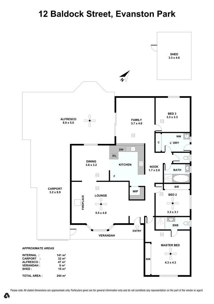 Floorplan of Homely house listing, 12 Baldock Street, Evanston Park SA 5116