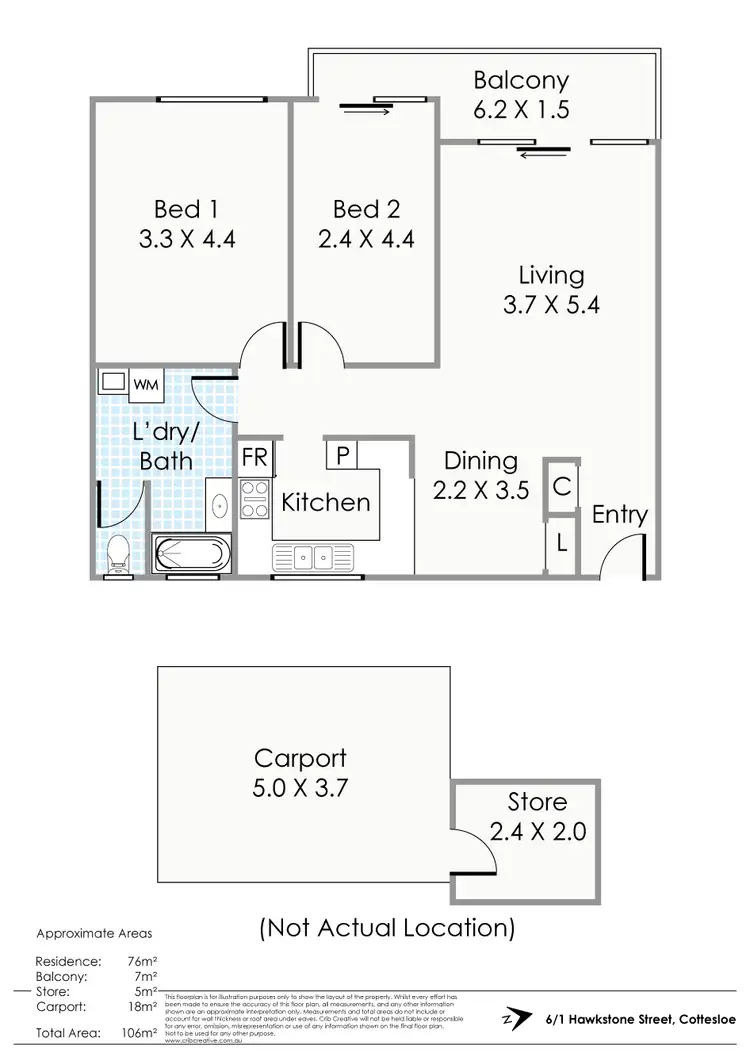 Floorplan of Homely apartment listing, 6/1 Hawkstone Street, Cottesloe WA 6011