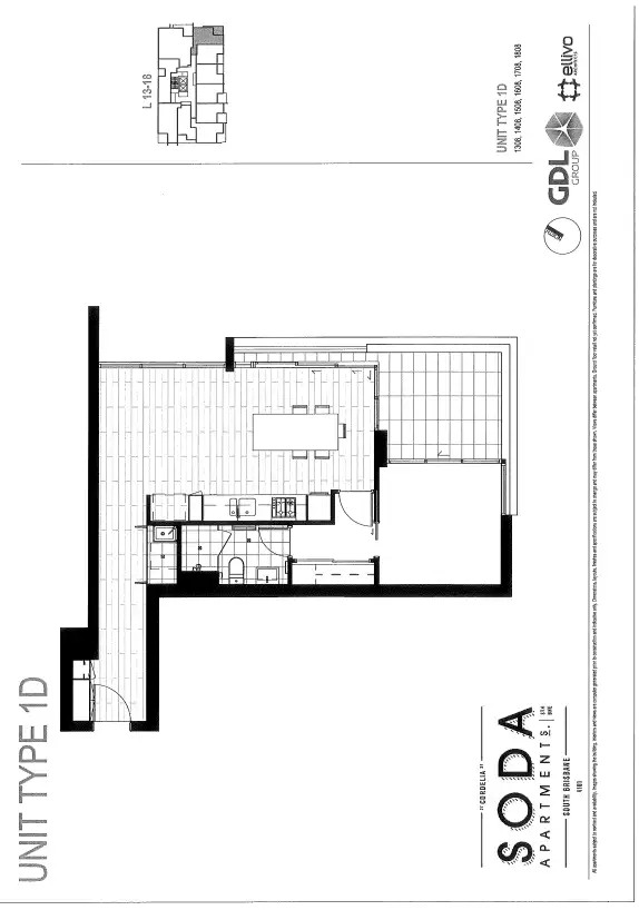 Floorplan of Homely apartment listing, 1408/27 Cordelia St, South Brisbane QLD 4101