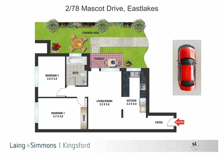 Floorplan of Homely apartment listing, 2/78 Mascot Drive, Eastlakes NSW 2018