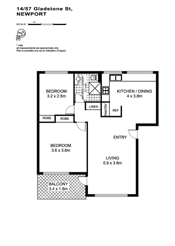 Floorplan of Homely unit listing, 14/57 Gladstone Street, Newport NSW 2106