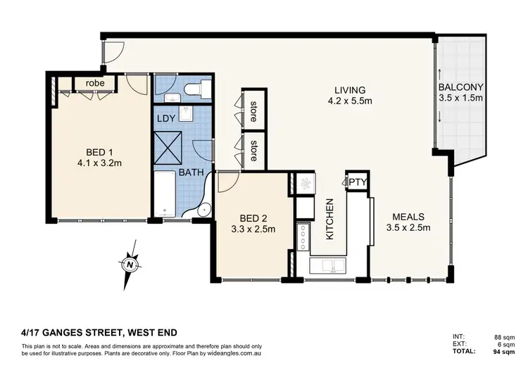 Floorplan of Homely apartment listing, 4/17 Ganges Street, West End QLD 4101