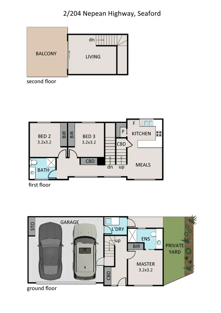 Floorplan of Homely townhouse listing, 2/204 Nepean Highway, Seaford VIC 3198