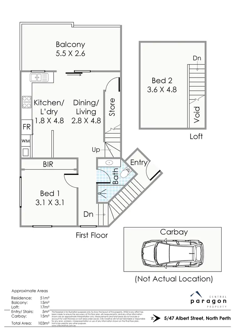 Floorplan of Homely apartment listing, 5/47 Albert Street, North Perth WA 6006