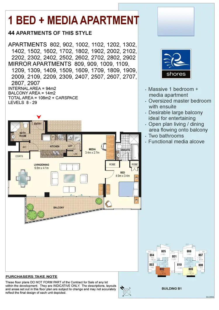 Floorplan of Homely apartment listing, 2807/1 Como Crescent, Southport QLD 4215