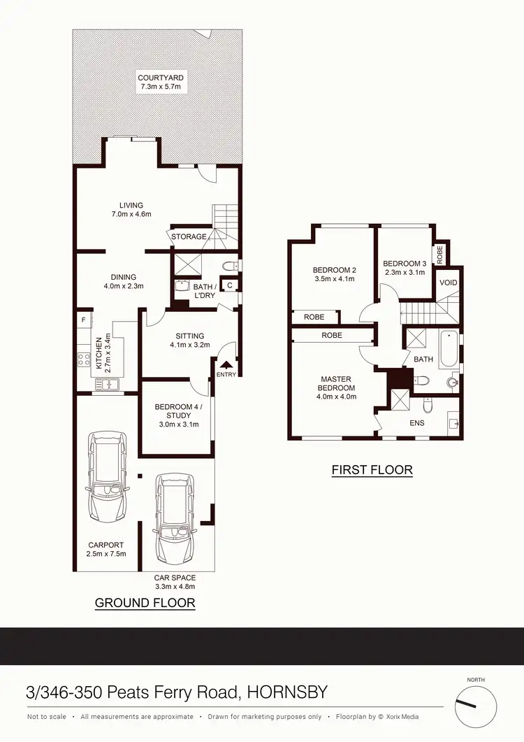 Floorplan of Homely townhouse listing, 3/346-350 Peats Ferry Road, Hornsby NSW 2077