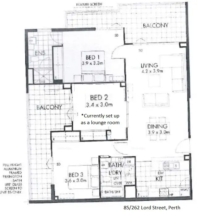 Floorplan of Homely apartment listing, 85/262 Lord Street, Perth WA 6000