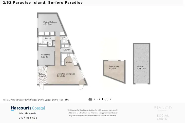 Floorplan of Homely apartment listing, 2/62 Paradise Island, Surfers Paradise QLD 4217