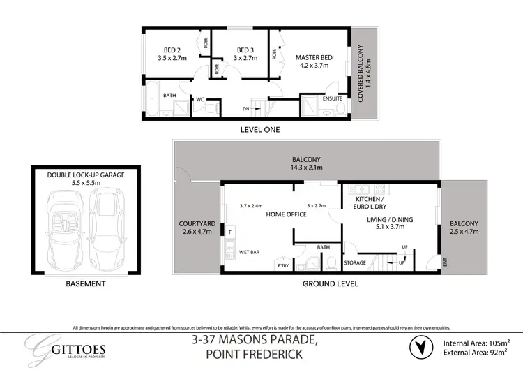 Floorplan of Homely townhouse listing, 3/37 Masons Parade, Point Frederick NSW 2250