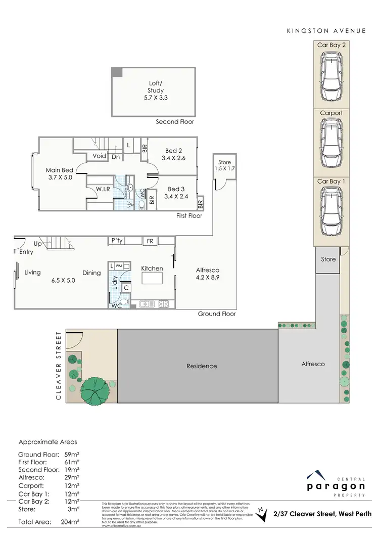 Floorplan of Homely townhouse listing, 2/37 Cleaver Street, West Perth WA 6005