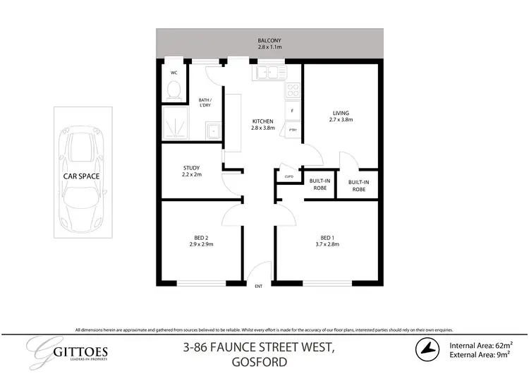 Floorplan of Homely unit listing, 3/86 Faunce Street West, Gosford NSW 2250
