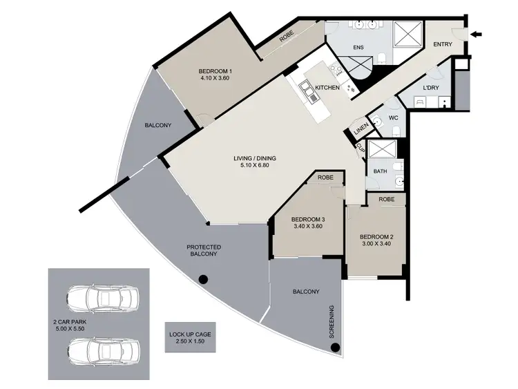 Floorplan of Homely apartment listing, 701/14 Oxley Avenue, Woody Point QLD 4019