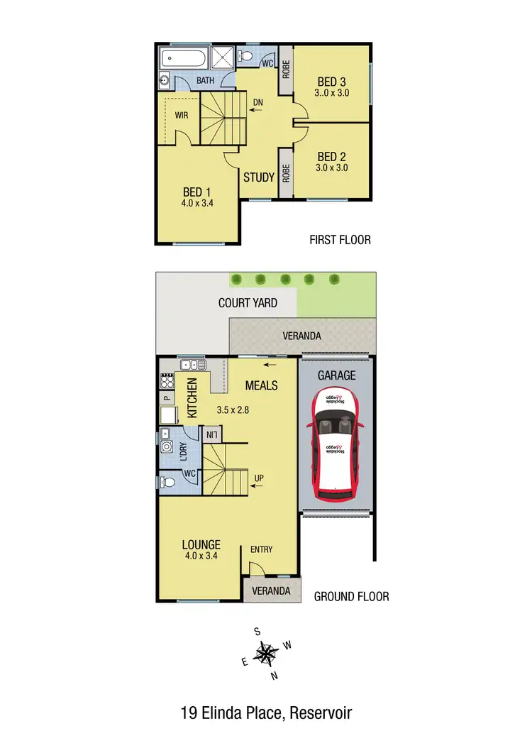 Floorplan of Homely townhouse listing, 19 Elinda Place, Reservoir VIC 3073