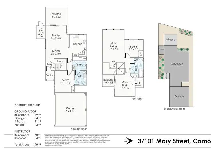 Floorplan of Homely townhouse listing, 3/101 Mary Street, Como WA 6152
