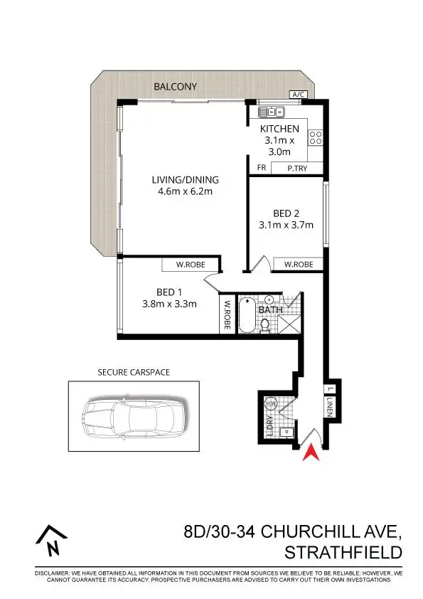Floorplan of Homely apartment listing, 8d/30-34 CHURCHILL, AVENUE, Strathfield NSW 2135